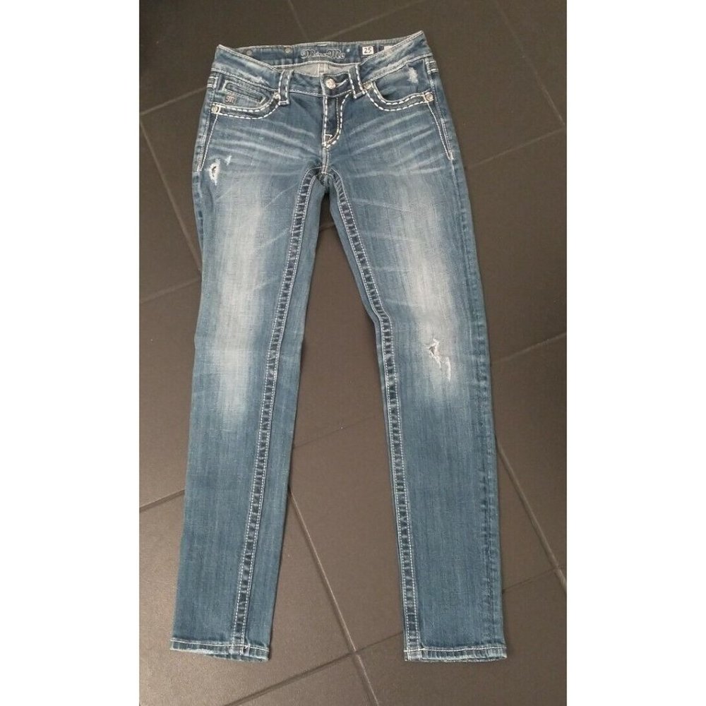 Miss Me Mid-Rise Skinny with Fleur De Lis Design jp51095k-2 Women's Size 25